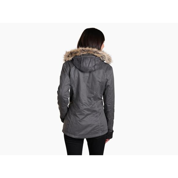 Kuhl Arktik Jacket Parka Projekt Women XL Carbon GRAY Waxed Body FLEECE LINED - Picture 16 of 16